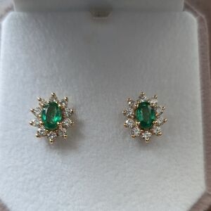 HOST PICK. FIRM. Worn Once. Elegant .90ctw Emerald & .68ctw Diamond Earrings